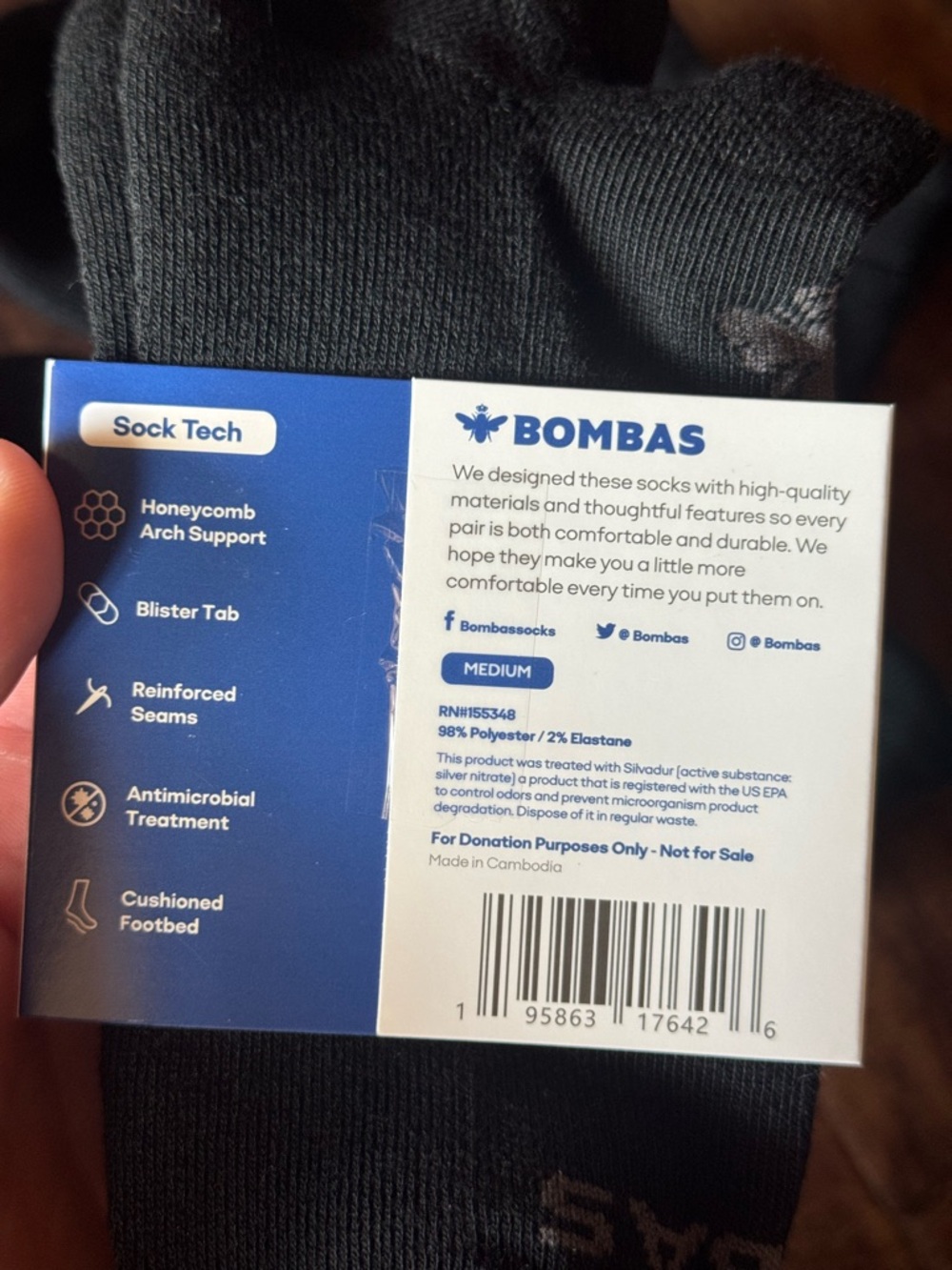 NEW Bombas Cushioned Ankle Socks Black Size Medium Lot of 3 - Picture 3 of 4